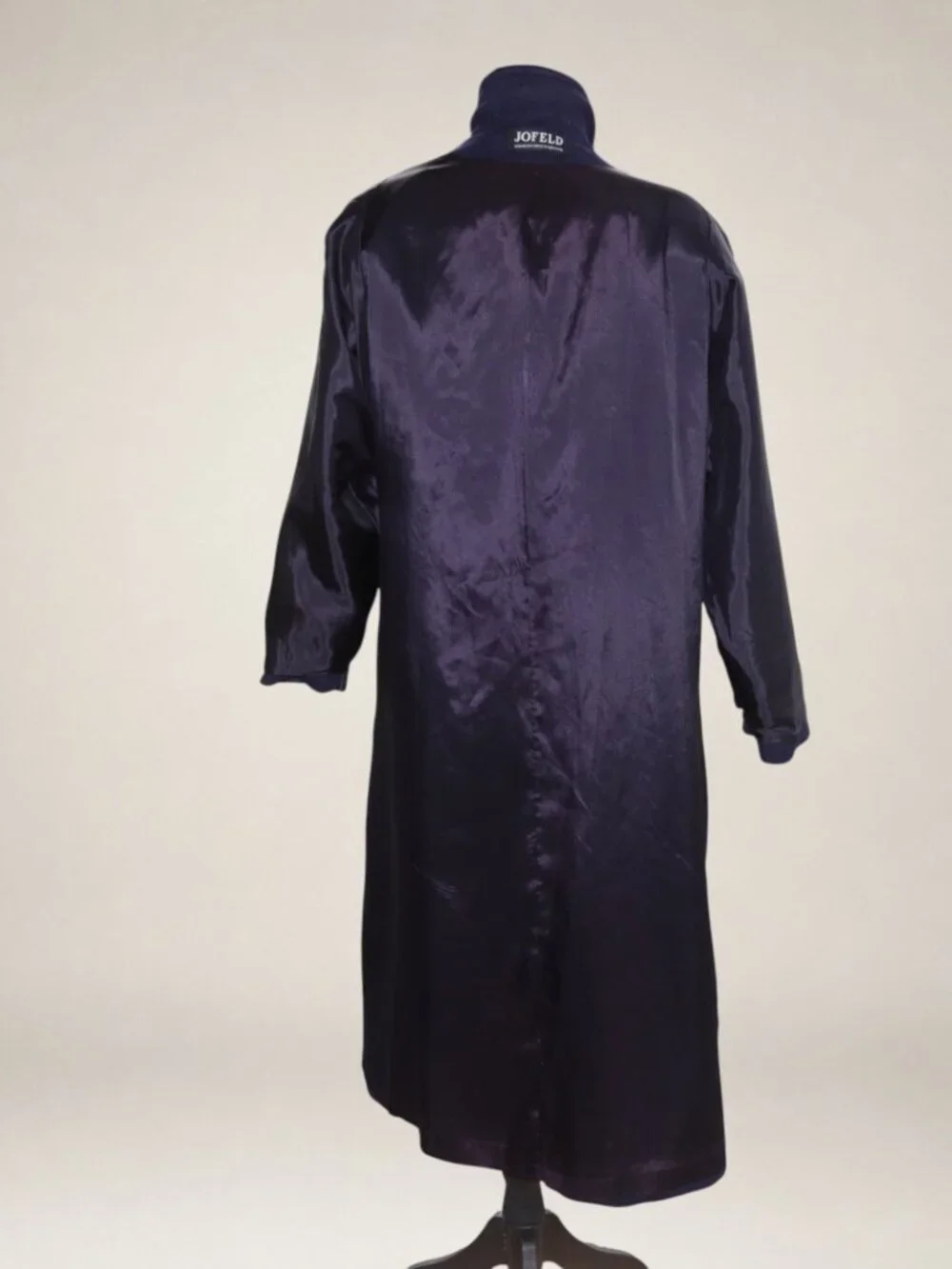Vintage 1980s JOFELD Navy Wool Blend Double Breasted Long Coat Women's 12/14